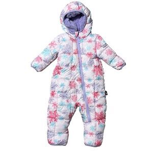 Spyder Baby Girl’s Pram Snowsuit 3-6 MONTHS Sherpa Lined Purple/Pink Snowflake